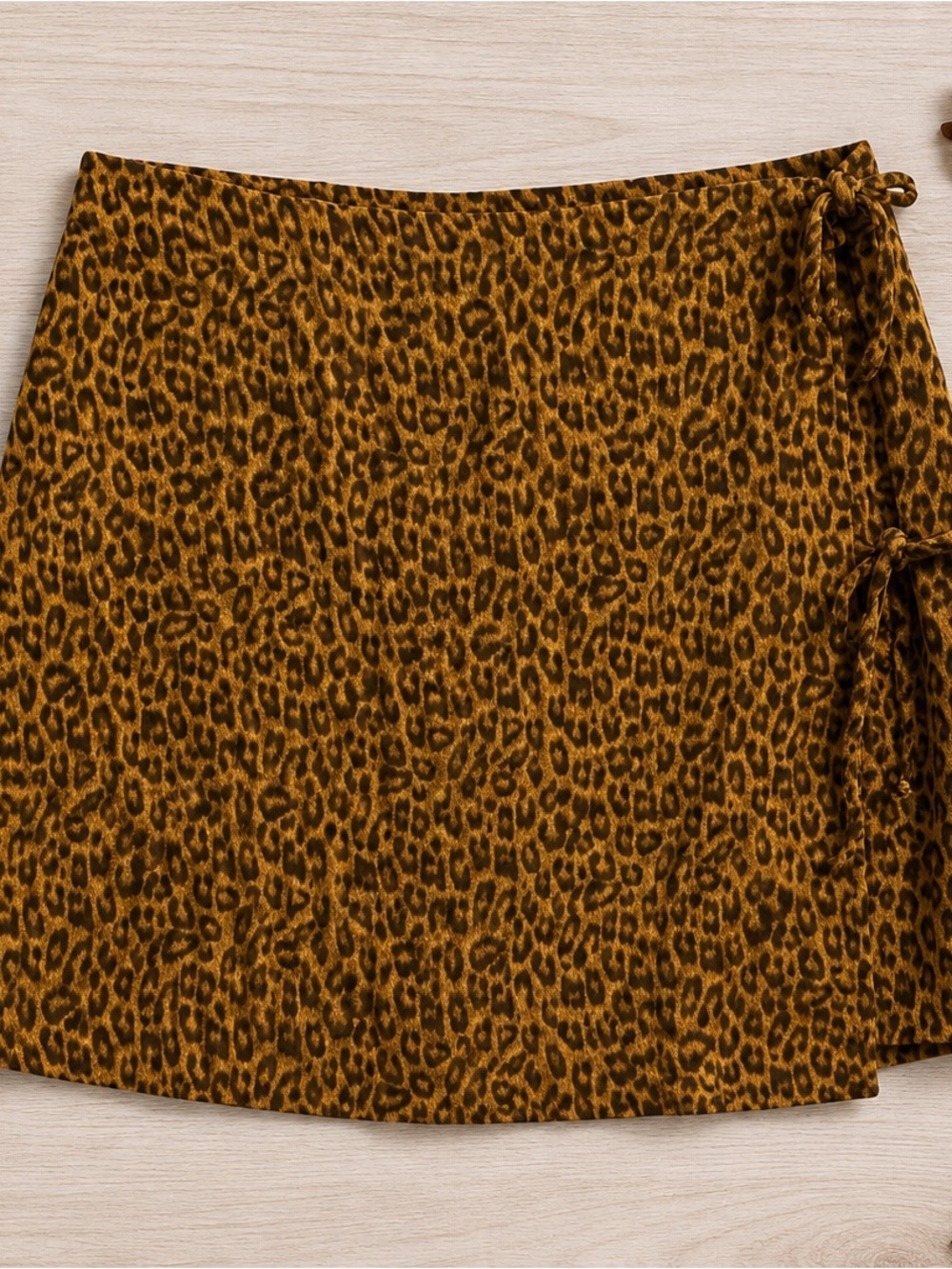 Leopard Print Wrap Mini Skirt in Brown & Black